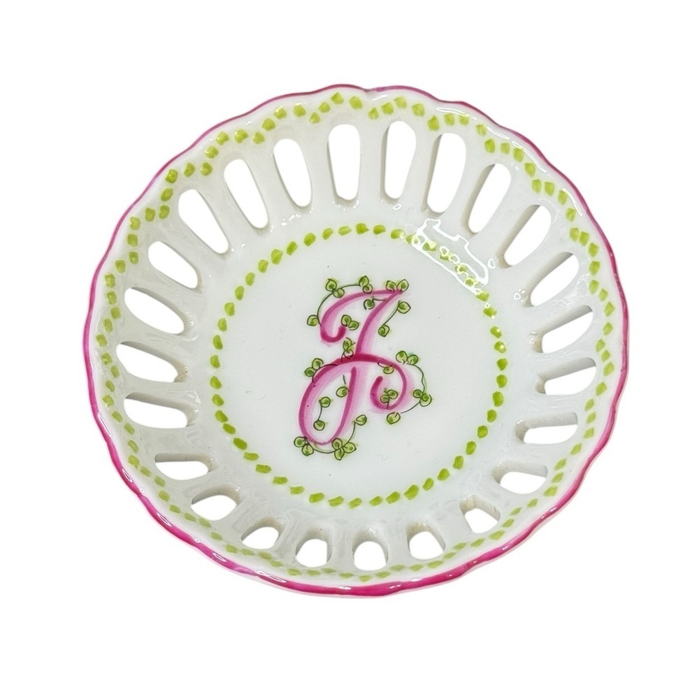 Ann Marie Murray, LLC *5120 Porcelain Initial Bonbon Dish “J”
